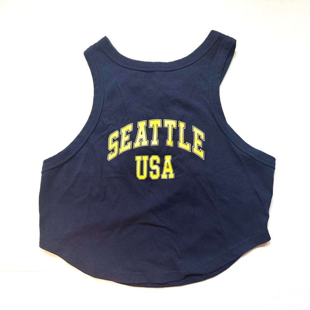 Wild Fable Seattle USA cropped tank top size medium navy blue - Picture 2 of 5